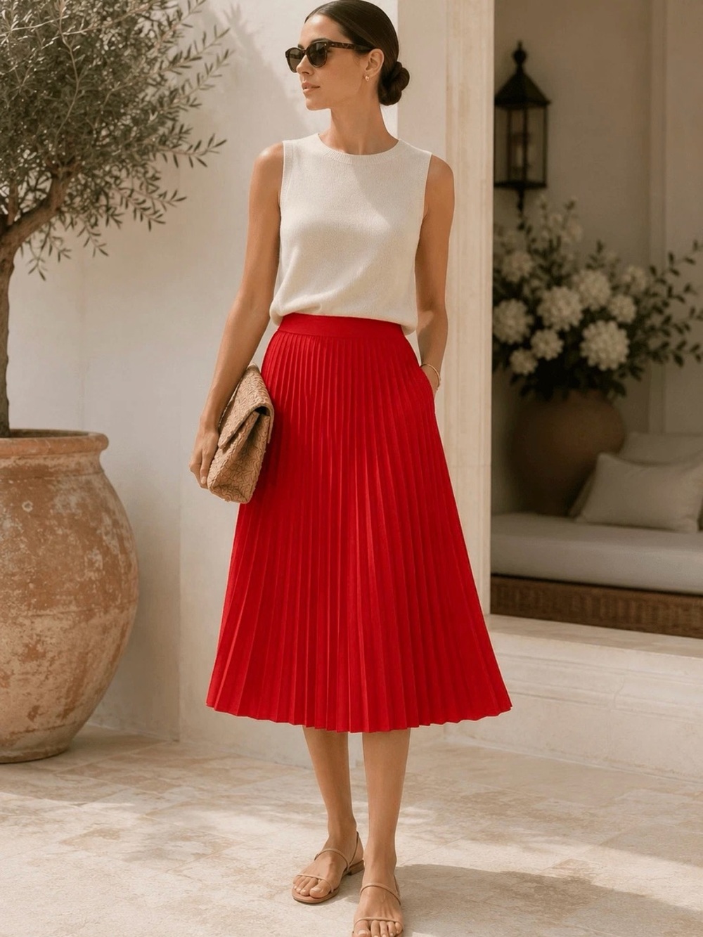 J Crew California Poppy Pleated Skirt
